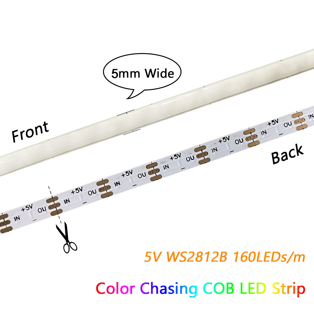Arduino UNO Controllable Individually Addressable WS2812B COB LED Strips - DC5V Super Density 160Chips/m